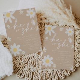 Daisy Beige Han eller hon Gender Reveal bjudan Inbjudningar
