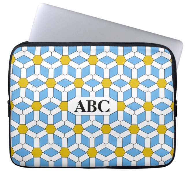 Daisy belagd med tegel Hexlaptop sleeve (Framsidan)