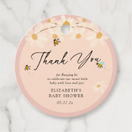 Daisy Bes Rosa Blommigt Baby Shower Tack Gåvor Etiketter