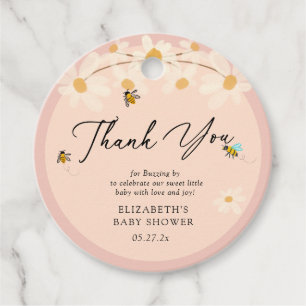 Daisy Bes Rosa Blommigt Baby Shower Tack Gåvor Etiketter