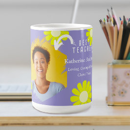 Daisy Best Teacher Photo Lilac Kaffemugg