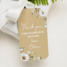 Daisy Bin Birthday Tack Märkre Presentetikett