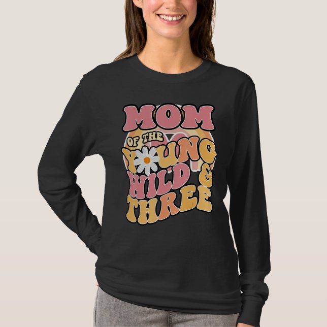 Daisy Birthday Mamma Young Vild & 3 Boho 3rd Birth T Shirt (Framsida)
