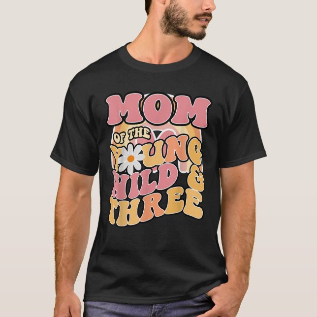Daisy Birthday Mamma Young Vild 3 Boho 3rd Birthda T Shirt (Framsida)