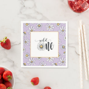 Daisy Birthday Napkin - Vild 1 - Lila Pappersservett