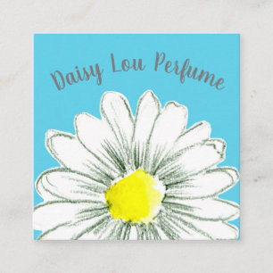 Daisy Blå Gult blomma Fyrkantigt Visitkort