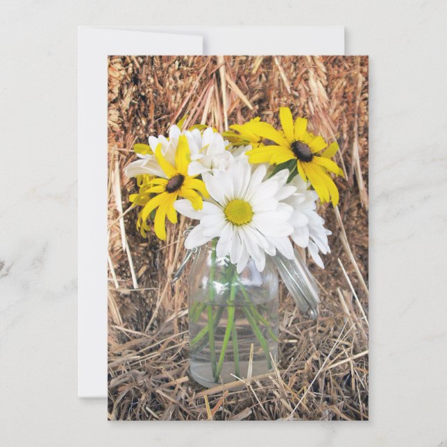 Daisy Black Eyed Susans & Hay Wedding bjudande Inbjudningar (Framsida)