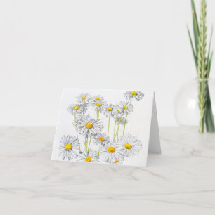 Daisy, Bläck och vattenfärg, tomt anteckningskort
