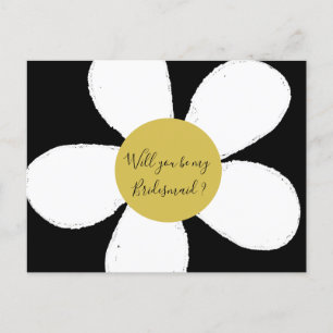 Daisy Black White blir min Bridesmaid Inbjudan Vykort