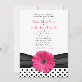 Daisy Black White Polka Dot Wedding-inbjudan Inbjudningar