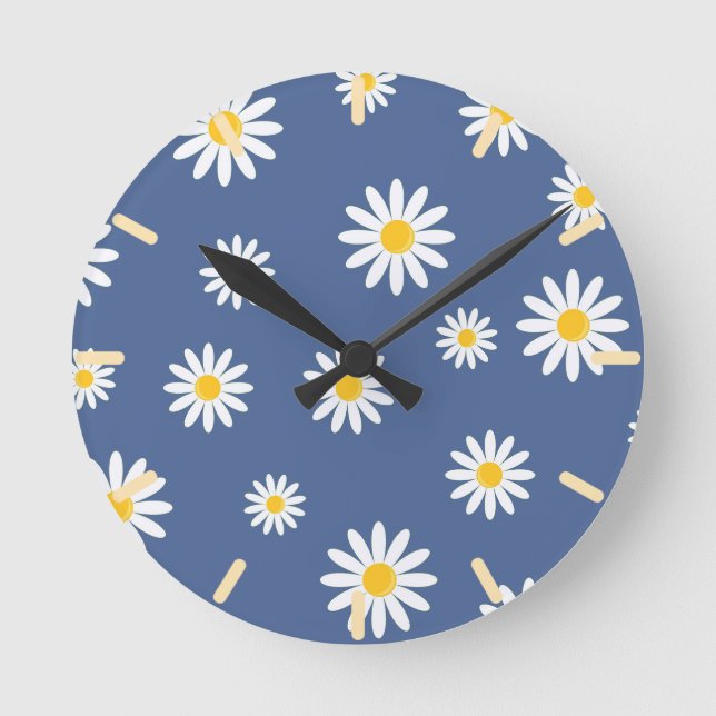 Daisy - blått ljus rund klocka (Framsida)