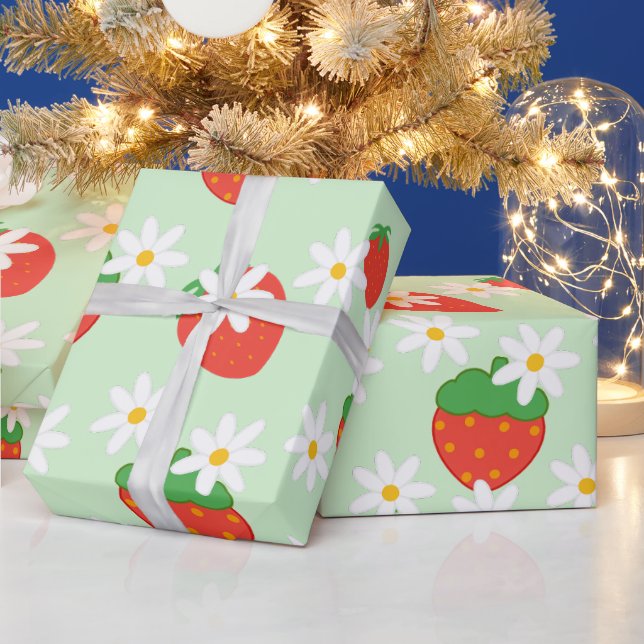 Daisy Blödarjordgubbsjordgubben Mönster Julafton Presentpapper (Helgdagar)