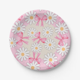 Daisy Blomma Bow Papper Tallrikar 7" Rund Papperst