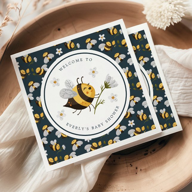 Daisy Blomma Humla Bee Bebis Bebis Shower Pappersservett (Skapare uppladdad)