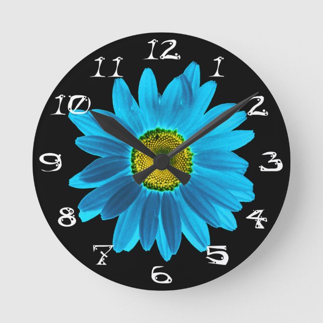 Daisy blomma med blå Petals Rund Klocka (Framsida)