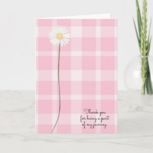daisy blomma på rosa betald för tack till vän kort