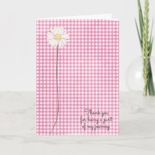 daisy blomma på rosa Ginghams väns tack Kort