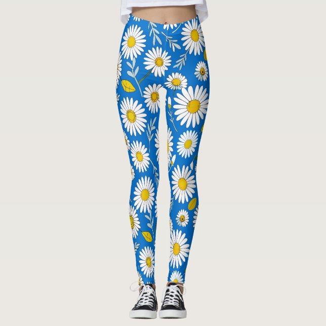 Daisy-blomman mönster leggings (Framsida)