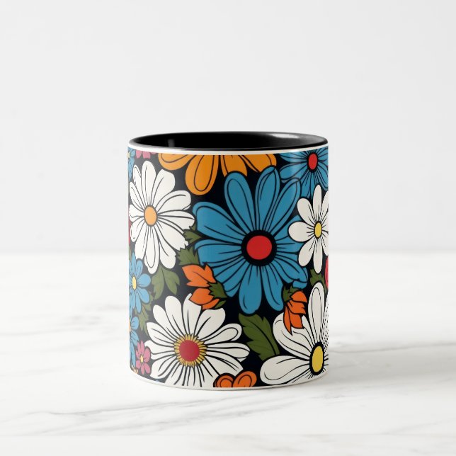 Daisy-blomman mönster Två-Tonad mugg (Center)