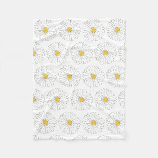 Daisy Blommar Flower Daisys Garden Party Blommigt Fleecefilt (Framsidan)