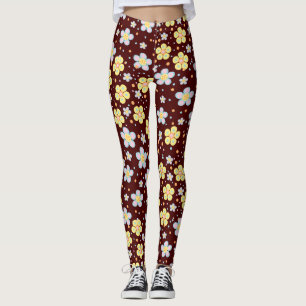 Daisy blommar. Gult och Rosa D Red BG Leggings