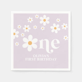 Daisy blommigt 1:a födelsedagslöjor pappersservett