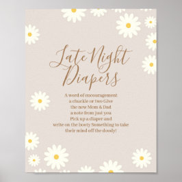 Daisy Blommigt Baby Late Night Diaper Sign Poster