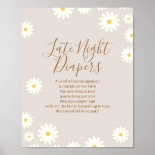 Daisy Blommigt Baby Late Night Diaper Sign Poster