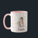 Daisy blommigt boho retro fotogirly rosa gult mugg<br><div class="desc">Daisy blommigt boho retro rosa och gult fotopresentdesign.</div>