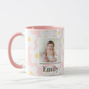 Daisy blommigt boho retro fotogirly rosa gult mugg