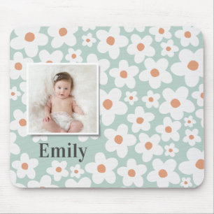 Daisy blommigt boho retro fototurkos orange musmatta