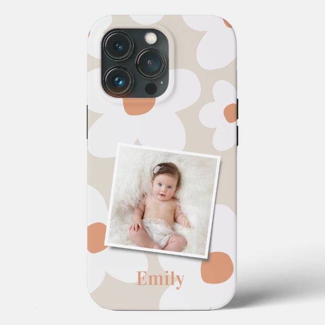 Daisy blommigt boho retro terracotta Naturligt fot (Baksida )