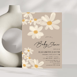 Daisy Blommigt Brown Baby Shower Inbjudningar