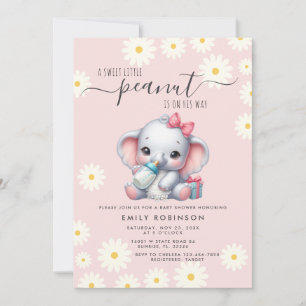 Daisy Blommigt elefant med Mjölk babyskor Inbjudningar