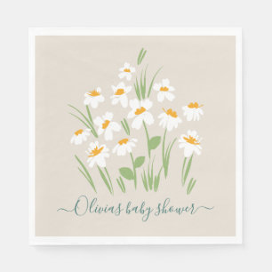 daisy blommigt elegant vacker babydusch i napk pappersservett