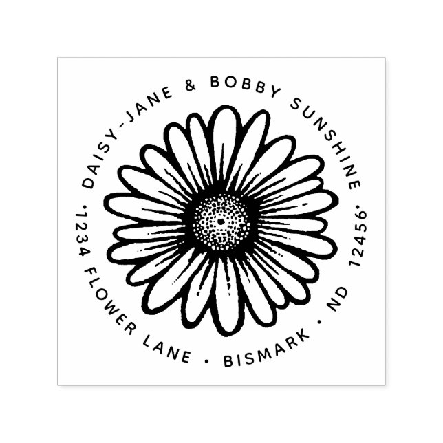 Daisy Blommigt för blommiga Returadresser Botanisk Självfärgande Stämpel (Design)