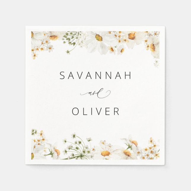 Daisy Blommigt Namn eller Monogram Napkins Pappersservett (Framsidan)