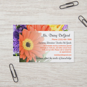 Daisy Blommigt Peachy Teacher Info Visitkort