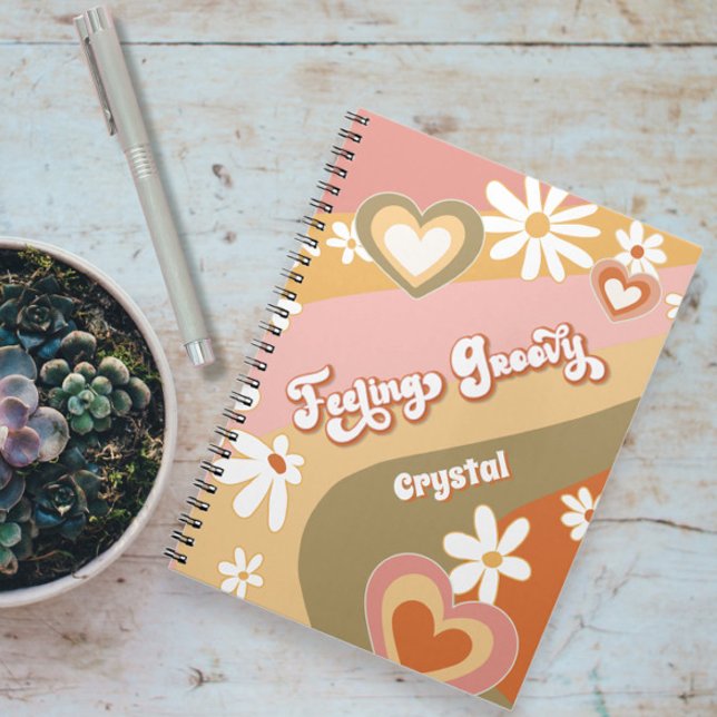 Daisy Blommigt Retro Hippie 60s 70-tal känner Groo Anteckningsbok (Skapare uppladdad)
