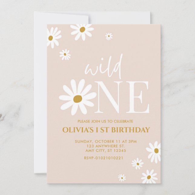 Daisy Blomminbjudan till flickor under första föde Inbjudningar (Framsida)