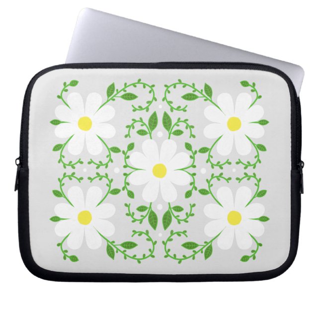 Daisy blommönster dekorativ kudde laptop fodral (Framsidan)
