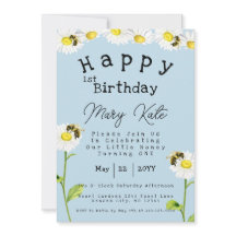 Daisy Blommor 1:a födelsedag Honungsbin