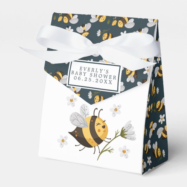 Daisy Blommor Bumblebi Bee Baby Shower Presentaskar (Framsidan Sidan)