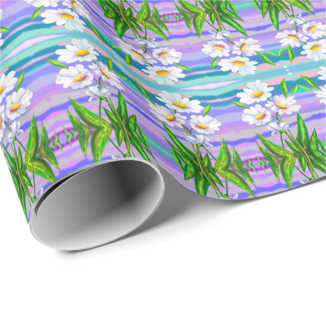 Daisy Blommor Presentpapper Tusenskönor (Rullad Hörn)