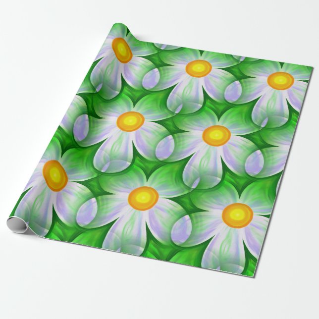 daisy blommor som omsluter pappra presentpapper (Utrullad)