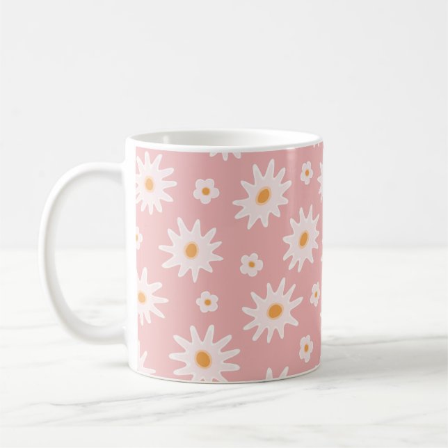 Daisy blommor sömlös mönster. Blommigtens bakgrund Kaffemugg (Vänster)