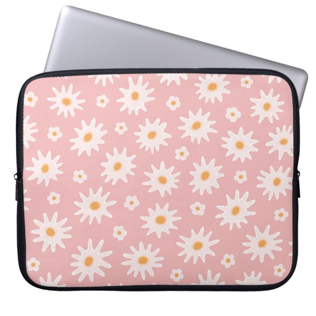 Daisy blommor sömlös mönster. Blommigtens bakgrund Laptop Fodral (Framsidan)
