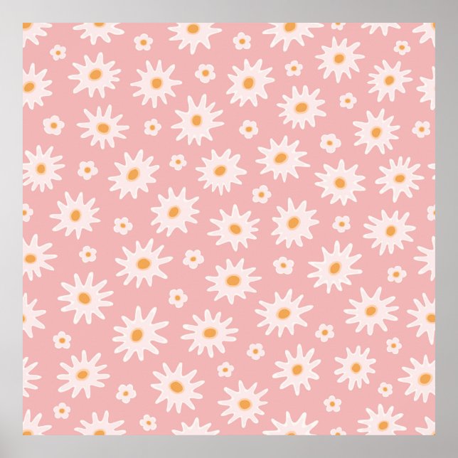 Daisy blommor sömlös mönster. Blommigtens bakgrund Poster (Framsidan)