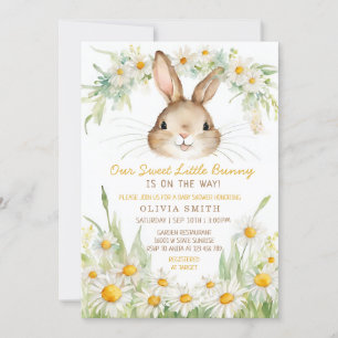 Daisy Blomsterträdgård Bunny Rabbit Baby Shower Inbjudningar