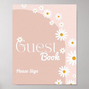 Daisy bloom Boho Girl baby shower gästbok Poster